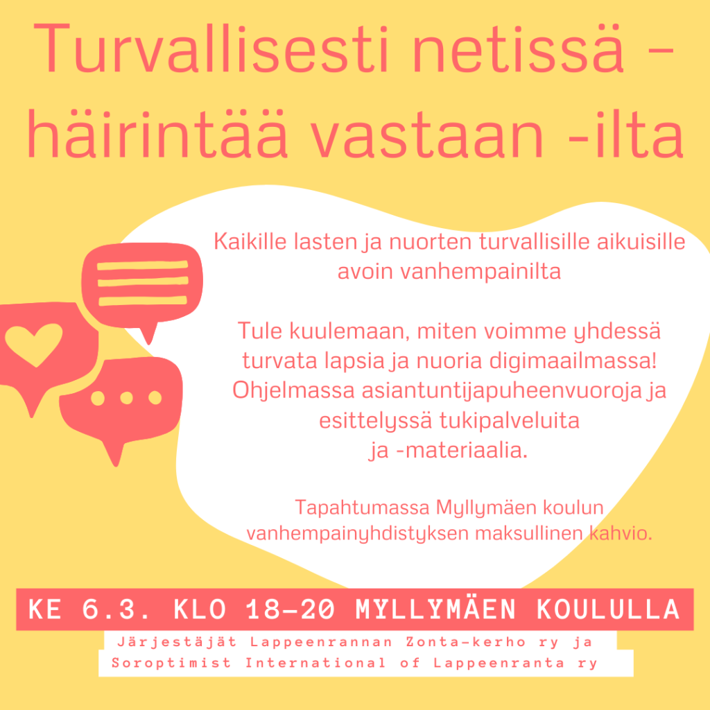 Turvallisesti netissä -häirintää vastaan ilta 6.3.2024 Lappeenranta Myllymäen koulu