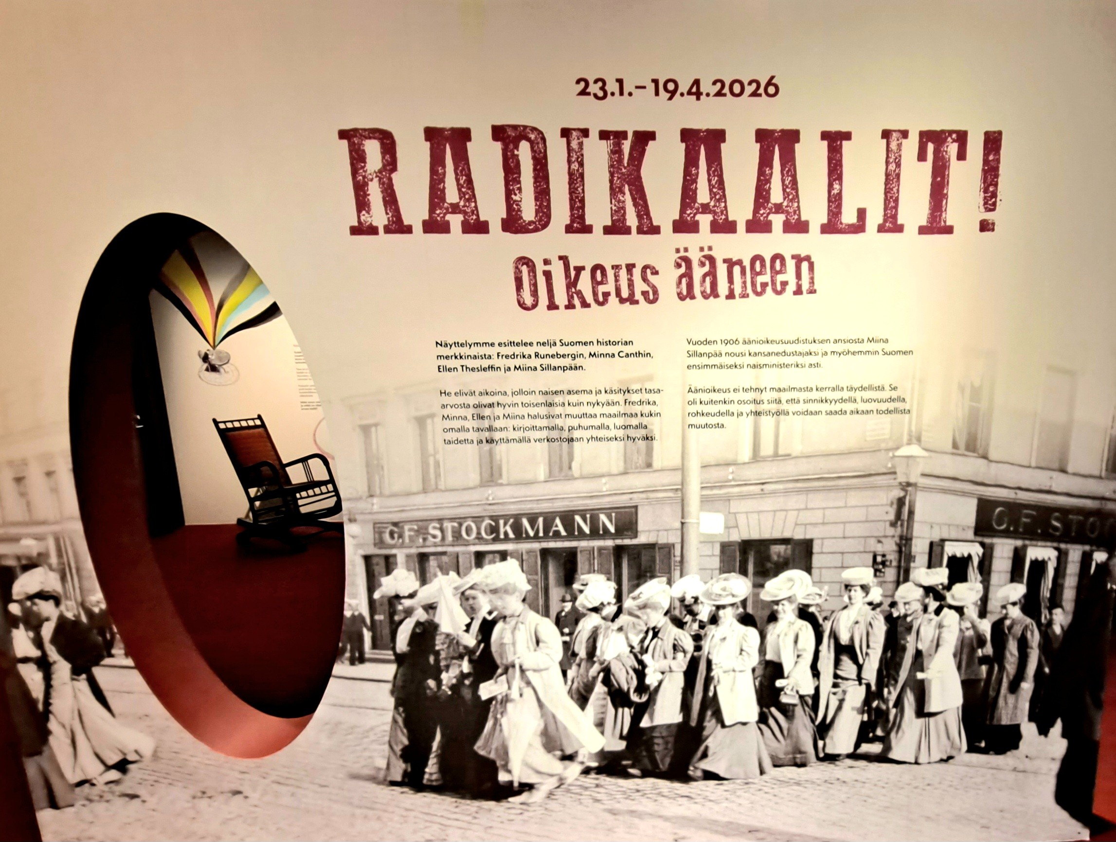 Oikeus ääneen -näyttelyssä – Naiset saivat äänioikeuden vuonna 1906